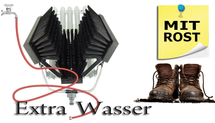 Stiefelreiniger mit Wasseranschluß und Gitterrost